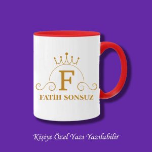 Kişiye Özel İsim ve F Harfli Çiftyön Baskılı Kupa Bardak