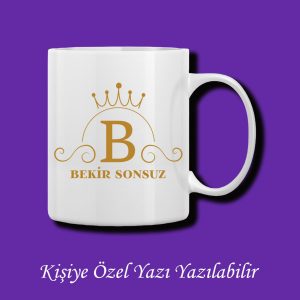 Kişiye Özel İsim ve B Harfli Çiftyön Baskılı Kupa Bardak
