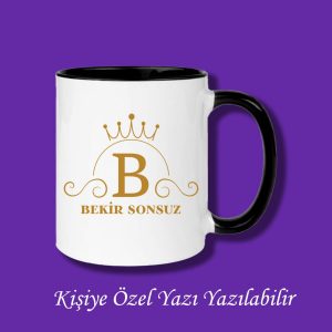 Kişiye Özel İsim ve B Harfli Çiftyön Baskılı Kupa Bardak