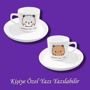 Kişiye Özel Baskılı Bubu Dudu Baskılı 2'li Kahve Fincanı