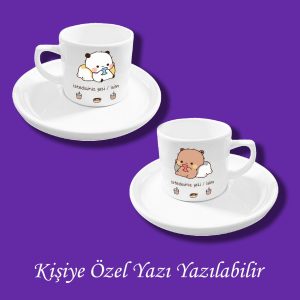 Kişiye Özel Baskılı Bubu Dudu Baskılı 2'li Kahve Fincanı
