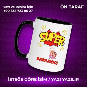 Babaannelere Özel Süper Babaanne Baskılı Renkli Kupa Bardak