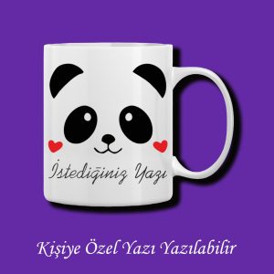 Sevgililer Gününe Özel Panda Tasarımlı Yazı Yazılabilir Kupa Bardak