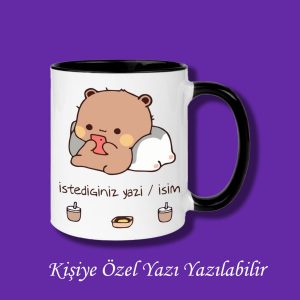 Bubu Dudu Tasarımlı Sevgililer ve Eşlere İsim ve Yazı Yazılabilir Renkli Kupa Bardak