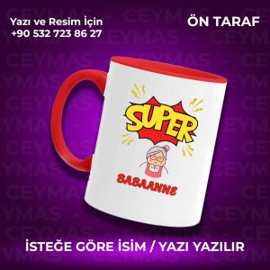 Babaannelere Özel Süper Babaanne Baskılı Renkli Kupa Bardak