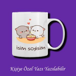 Bubu Dudu Tasarımlı Sevgililer ve Eşlere İsim ve Yazı Yazılabilir Renkli Kupa Bardak