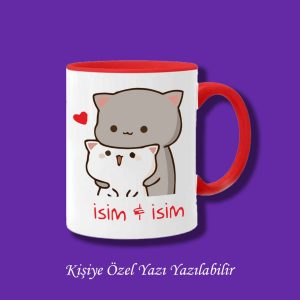 Bubu Dudu Tasarımlı Sevgililer ve Eşlere İsim ve Yazı Yazılabilir Renkli Kupa Bardak