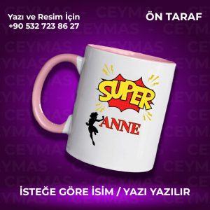Annelere Özel Süper Anne Baskılı Renkli Kupa Bardak