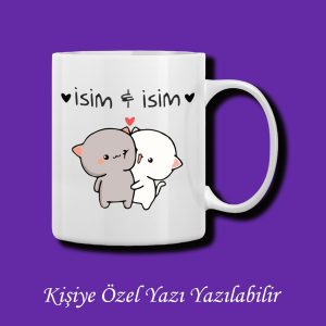 Bubu Dudu Tasarımlı Sevgililer ve Eşlere İsim ve Yazı Yazılabilir Renkli Kupa Bardak
