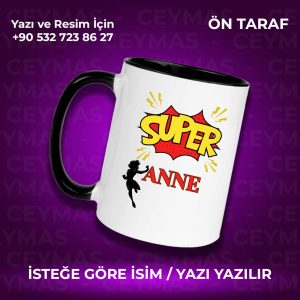 Annelere Özel Süper Anne Baskılı Renkli Kupa Bardak