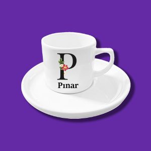 Kişiye Özel P Harfi İsim Harf Tekli Kahve Fincanı