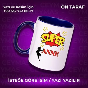 Annelere Özel Süper Anne Baskılı Renkli Kupa Bardak