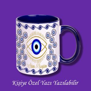 Kişiye Özel Nazar Tasarımlı İsimli Kupa Bardak