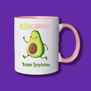 Kişiye Özel Avacardio Tasarımlı İsme Özel Pembe Kupa Bardak