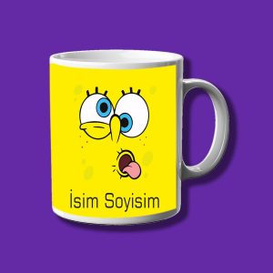 Sünger Bob Tasarımlı İsme Özel Baskılı Çizgi Film Kupa Bardak