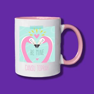 Flamingo Be Mine Tasarımlı İsim Yazılabilir Kupa Bardak