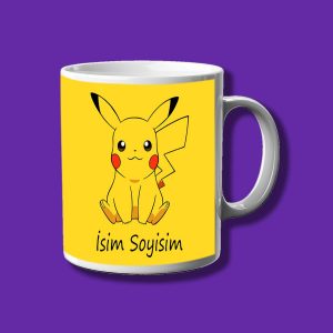 Pikachu Tasarımlı İsme Özel Baskılı Çizgi Film Kupa Bardak