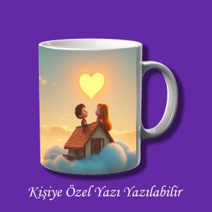Sevgili ve Eşlere Özel Aşk Yaşayan Çift Tasarımlı İsim Yazılabilir Kupa