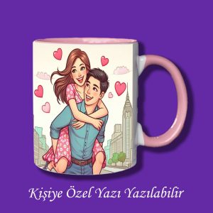 Sevgili ve Çiftlere Özel Eğlenceli Çiftler Tasarımlı Renkli Kupa Bardak