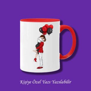 Sevgili ve Eşlere Özel Aşk ve Sevgi Tasarımlı İsim ve Yazı Yazılabilir Renkli Kupa Bardak