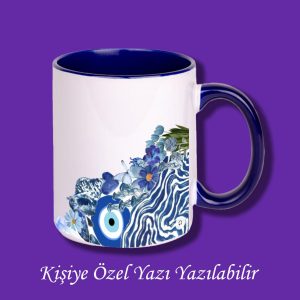 Kişiye Özel Nazar Tasarımlı İsteğe Göre İsim Yazı Yazılabilir Kupa Bardak