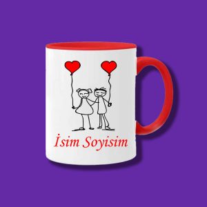 Sevgili ve Eşlere Özel Çizgi Karakter Tasarımlı İsim ve Yazı Yazılabilir 11 Model Kupa Bardak