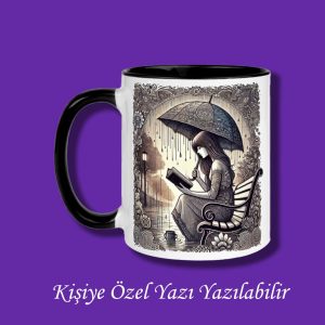Kitap Okuyan Kız Tasarımlı Yazı Yazılabilir Renkli Kupa Bardak - 2 Model