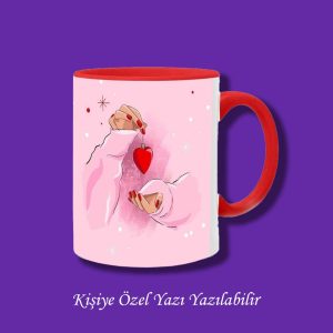 Kişiye Özel Tasarımlı - Kalp Uzatan El Tasarımlı Yazı Yazılabilir Renkli Kupa Bardak