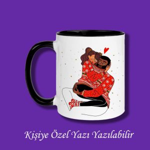 Sevgili ve Eşlere Özel Çift Tasarımlı İsme Özel Baskılı Renkli Kupa Bardak