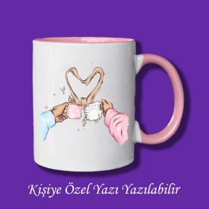Sevgili ve Eşlere Özel Kalpli Kahve Tasarımlı Renkli Kupa Bardak