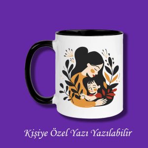 Kişiye Özel Yazı Yazılabilir Anne Çocuk Tasarımlı Çiftyön Baskılı Kupa Bardak