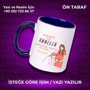 Annelere Özel İsim Baskılı İlk Annelere Özel Renkli Kupa Bardak