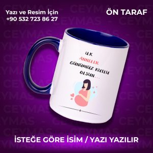 Annelere Özel İsimli İlk Anneler Günü Renkli Kupa Bardak