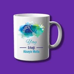 Kişiye Özel Astroloji Tasarımlı Yay Erkeği Baskılı İsimli Kupa Bardak