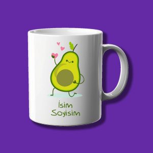 Kişiye Özel Avakado Tasarımlı İsim Yazılabilir Kupa Bardak - Eko Kupa Bardak