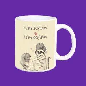 Kişiye Özel Carl ve Ellie Tasarımlı İsim Baskılı Kupa Bardağı
