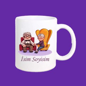 Kişiye Özel Carl ve Ellie Tasarımlı İsim Baskılı Kupa Bardağı