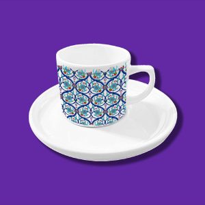 Osmanlı Çini Desen Tasarımlı ve İsteğe Göre İsim Yazılabilir Hediyelik Tekli Kahve Fincanı