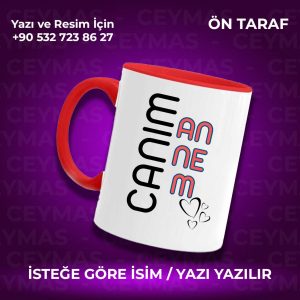 Kişiye Özel İsim Baskılı Canım Annem Renkli Kupa Bardak
