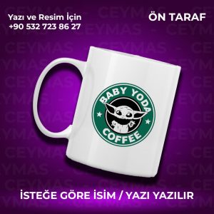 Kişiye Özel İsim Baskılı Baby Yoda Kupa Bardak