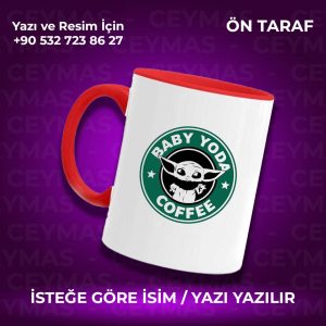Kişiye Özel İsim Baskılı Baby Yoda Kupa Bardak