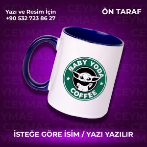 Kişiye Özel İsim Baskılı Baby Yoda Kupa Bardak