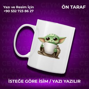 Kişiye Özel İsim Baskılı Baby Yoda Kupa Bardak