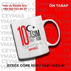Mustafa Kemal Atatürk 10 Kasım Tasarımlı Kişiye Özel Kupa Bardak