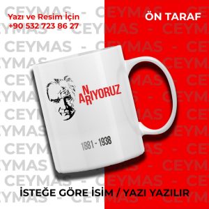 Mustafa Kemal Atatürk 10 Kasım Tasarımlı Kişiye Özel Kupa Bardak