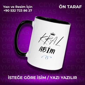 Kişiye Özel Kral Abim Tasarımlı İsimli Kupa Bardak
