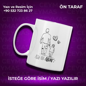 Kişiye Özel Aslan Abim Baskılı İsme Özel Kupa Bardak