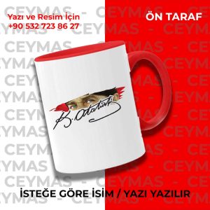 Mustafa Kemal Atatürk Gözleri ve Atatürk İmzalı Kişiye Özel İsim Yazılabilir Kupa Bardak