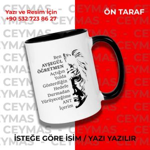 Kişiye Özel Atatürk ve Andımız Baskılı İsim Yazılabilir Renkli Kupa Bardak