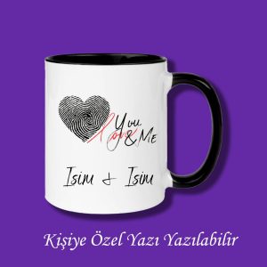 Kişiye Özel You and Me Baskılı İsim Yazılabilir Kupa Bardak